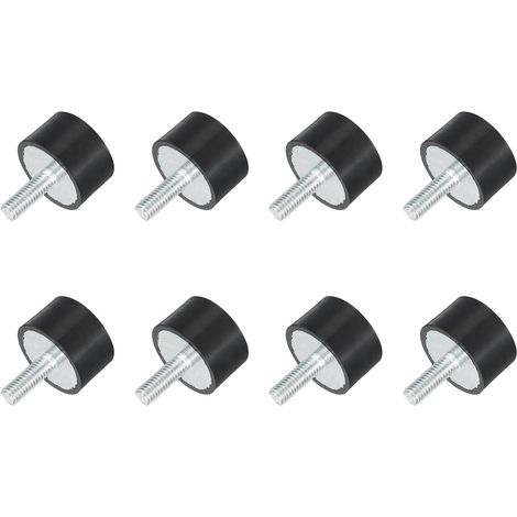 8 x Threaded Rubber Supports M6 Shock Absorbers 25 x 15 mm Cylindrical with Rods, Vibration Isolators (1/5)