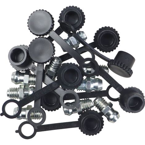 Set di ingrassatori M6x1, copriingrassatore nero, 10 pezzi (1/3)