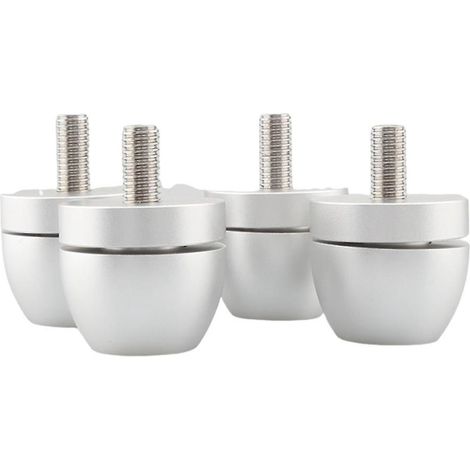 Pieds de support HiFi à rotule 33 x 30 mm avec vis M8 et amortisseurs de chocs, argentés, pour enceintes et amplificateurs. (1/5)