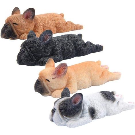 Lot de 4 aimants 3D pour réfrigérateur, bouledogue français endormi, décoration de cuisine et ornement pratique pour tableau