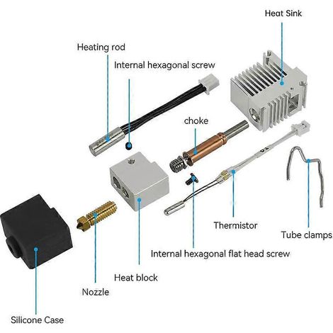 Kobra 3 Hotend 3D-Drucker-Extruder-Druckkopf-Kit 24V 50W mit 0,4 mm Hartstahldüse, Unterstützung für hohe Druckstufen
