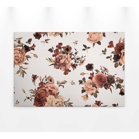 Tableau fleur vintage idéal chambre adulte | Tableau sur toile à fleurs fond gris blanc | Tableau deco salon motif fleur 0,9 x 0,6 m (1/5)