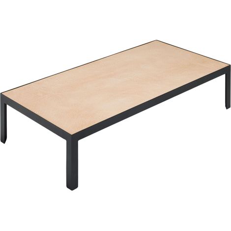 Table basse en Plateau en enduit effet béton et piètement métal noir ORELIA (1/4)