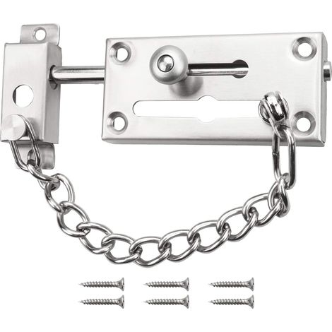 Diebstahlsichere Türkette mit Kette, Sicherheitskette mit Diebstahlsicherung, Schiebetürschloss aus Edelstahl, Türkette mit Diebstahlsicherung für Innentüren – AquaForge