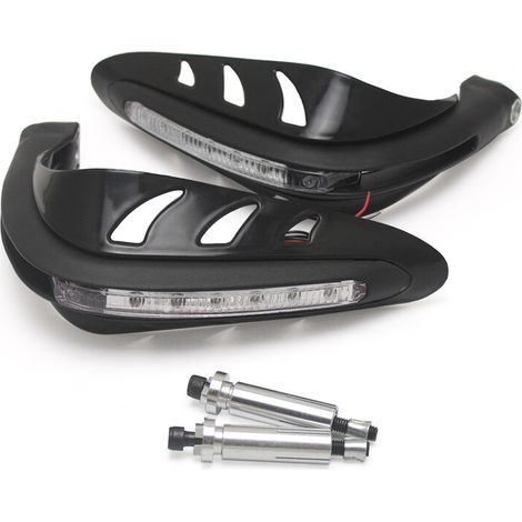 1 paire de protège-mains de moto universels protège-mains de Motocross un ensemble protecteur de guidon combiné avec clignotants à LED - Le noir (1/5)