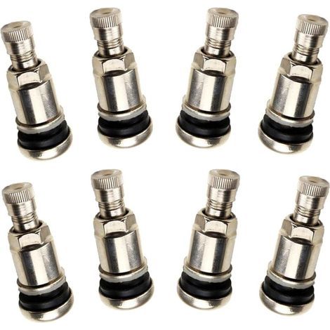 8 Pièces Valve Pneu Tubeless en Métal Argent Compatible Jante 11.3mm (1/5)