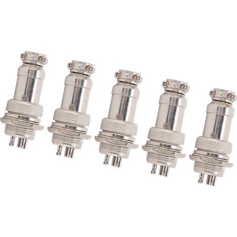 Connecteur avion GX16 16mm 5 broches, prise femelle et mâle métallique, panneau de câblage 450V, lot de 5 pièces pour châssis, raccord électrique robuste (1/5)