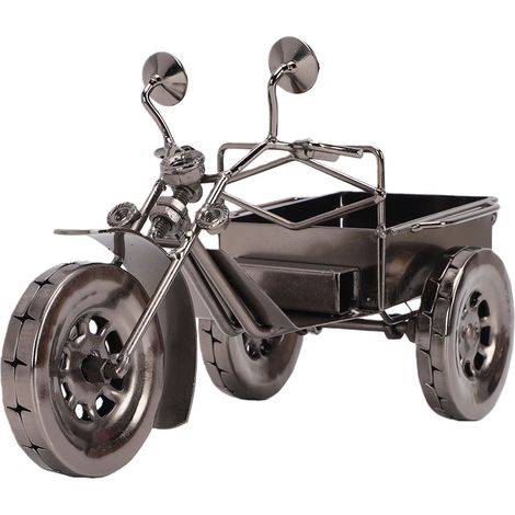 Figurine décorative de moto en fer forgé à trois roues, faite main, pour ranger et décorer votre bureau à domicile ou au bureau (style 2). (1/5)