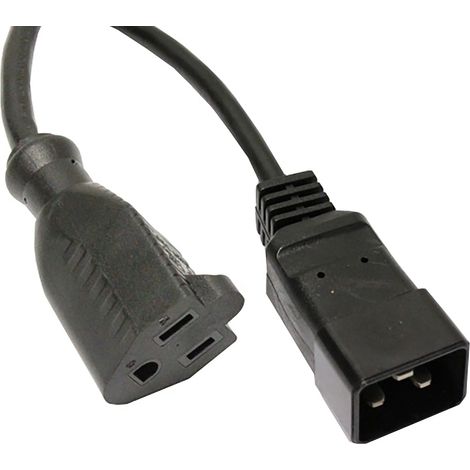 BeMatik - Cordon d'alimentation américain NEMA-5-15R IEC-60320-C20 0.4m noire (1/4)