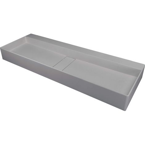 Vasque à poser en granit 100x40 cm – Finition gris métallisé – Antibactérien et hydrophobe – Installation comptoir/support