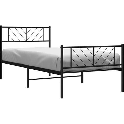 Estructura cama sin colchón con estribo metal negro 100x190 cm vidaXL (1/5)