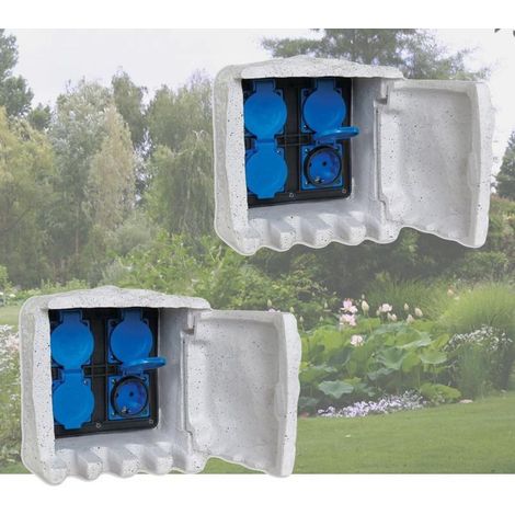 Lot de 2 Multiprises discrètes étanches pour bassins de jardin, massifs de fleurs (1/5)