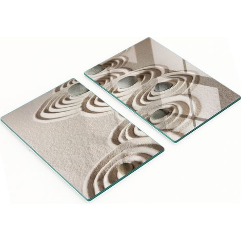 Tablas de cocina de vidrio templado con gráficos Zen Stones Sand 2x40x52 cm (1/5)