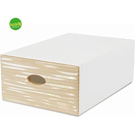Cassetto contenitore multiuso da riordino 28x40x15 H qbox wave sabbia Domopak (1/3)