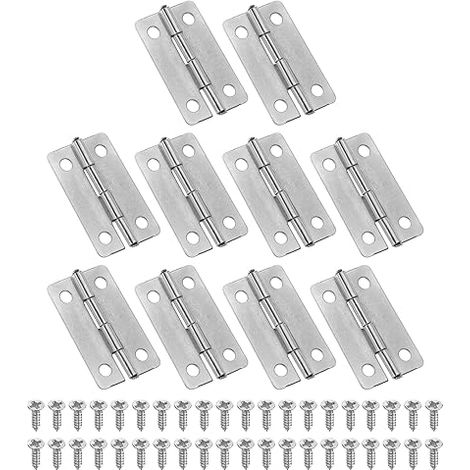 Petites Charnières Bout 30mm, 10 Pcs Mini Charnière avec Vis pour Boîtes à Bijoux en Bois, Portes de Tiroir d'Armoire, Portail, Argenté (1/5)