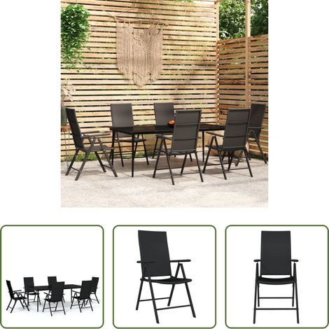 Table de jardin - Ensemble à manger de jardin 7 pcs Noir (1/5)