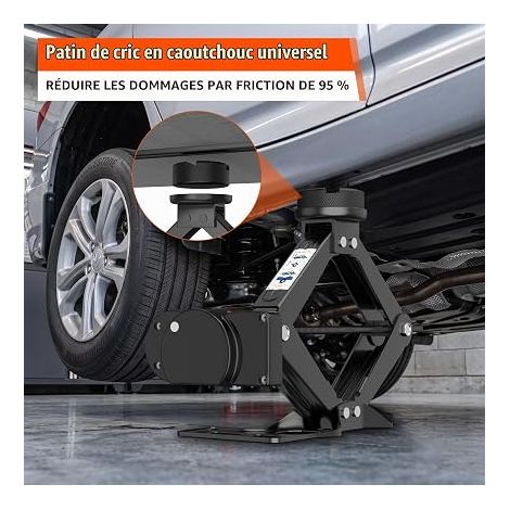 Électrique Cric Voiture, Universel Crique Voiture avec Tampon Caoutchouc, Portable Cric De Levage avec Clé pour Écrous De Roue,Kit d'urgence Automobile SUV MPV (1/3)