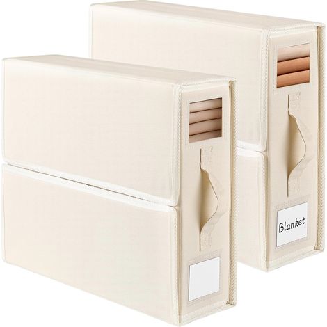 Lot de 2 Sacs de Rangement pour Drap de Lit, Tissu Oxford Boîte de Rangement Pliable beige (1/5)