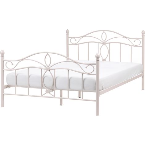 Cama de metal 120 x 200 cm somier listones estilo vintage retro dormitorio beige claro Antlia (1/5)