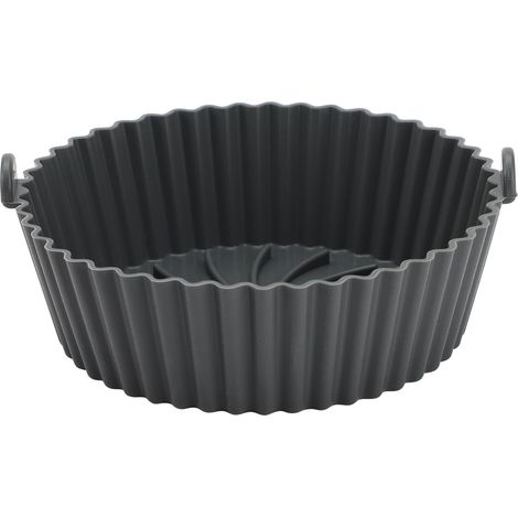 Revêtement de friture à Air en Silicone gris de 8.7 pouces, résistant à la chaleur, sûr, réutilisable, forme ronde, tapis de panier, bol pour la maison (1/5)