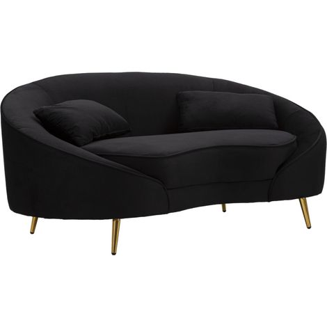 Canapé 2 Places en Tissu "Oslo" 148cm Noir (1/5)
