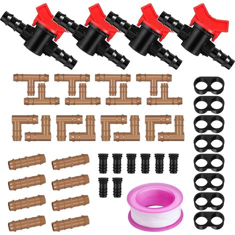45pcs Irrigation Fittings Kit for Pipe, Brown Plastic Connectors, Hose Irrigation Connector 16mm, Mixed Connectors for Garden Irrigation Systems (1/5)