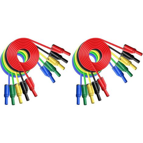 Fiches banane isolées empilables 4 mm – Lot de 10, câble souple en silicone pour multimètre, sécurité renforcée