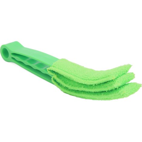 Chiffon de nettoyage multifonctionnel en microfibre pour grilles d'aération de voiture, idéal pour les fenêtres, les stores, les volets et les ventilateurs (vert). (1/5)