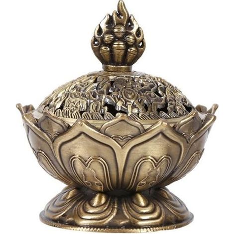 Encensoir Porte-encens forme en lotus Encens fumé Brûleur Encensoir maison décoration (1/4)