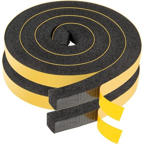 pièces - Ruban d'étanchéité auto-adhésif - Joint de porte en mousse - Boudin de porte - Mousse de haute qualité - Boudin de porte auto-adhésif - Boudin de porte - 25 mm x 10 mm - 2 m - noir - EVA - An (1/5)