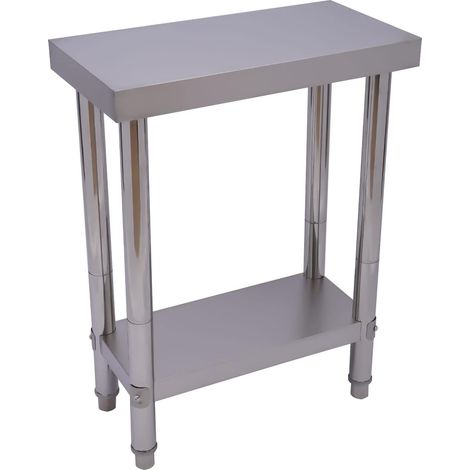 Arbeitstisch Edelstahl Küche Edelstahltisch 60 30 85cm mit Ablage Grilltisch Outdoor Küchenmöbel, 300 kg Tragkraft, Küchentisch Zerlegetisch Tisch