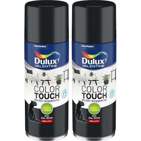 Lot de 2 - Peinture aérosol Color Touch Multi-Supports - Brillant Noir 400 ml - Dulux Valentine (1/5)