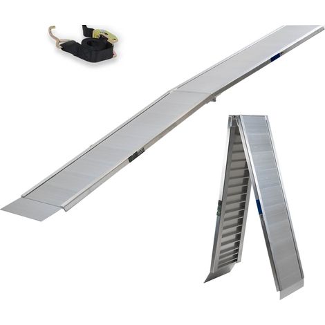 TRUTZHOLM 1 x Auffahrrampe klappbar 307 cm extra lang 450 kg Alu grau geriffelt Motorradrampe