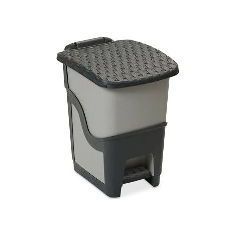 DEA HOME Z440M095 Pattumiera Rattan Bin, 6 L, 20x25x28, Antracite/Tortora