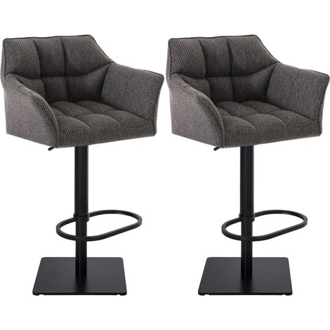 Set di 2 sgabelli da bar regolabili in tessuto grigio con seduta imbottita e avvolgente e base quadrata in metallo nero 100006354