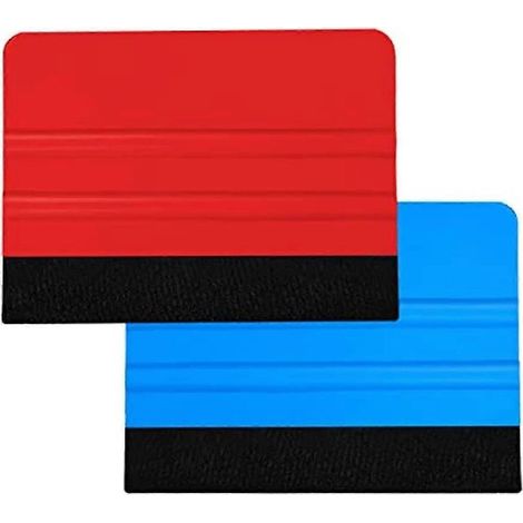 Lot de 2 raclettes en plastique avec bord en feutre, outil de lissage pour applicateur de stickers et papier peint, raclette pour covering vinyle automobile, mini raclette pour loisirs créatifs (1/5)