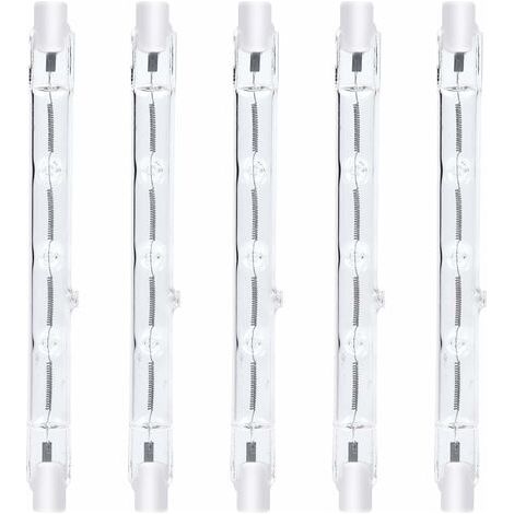 118 mm R7s Dimmbare Halogen-Stiftlampe 300 W Warmweiß 2800 K R7s Linear 3000 lm AC220-240 V J118 Linearer Halogen-Fluter für Landschaftsbeleuchtung, Sicherheit, Straßenbeleuchtung (5 Stück) [Energiekl (1/4)