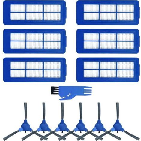 Accessoires pour aspirateur robot, pour Eufy RoboVac 11S MAX/15C MAX/30C MAX/G30, 6 filtres + 6 brosses latérales+1 brosse de nettoyage bleue (1/5)