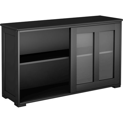 Credenza  Armadietto cucina MDF mobile laterale multiuso ante scorrevoli 1065x33x625cm Nero (1/5)