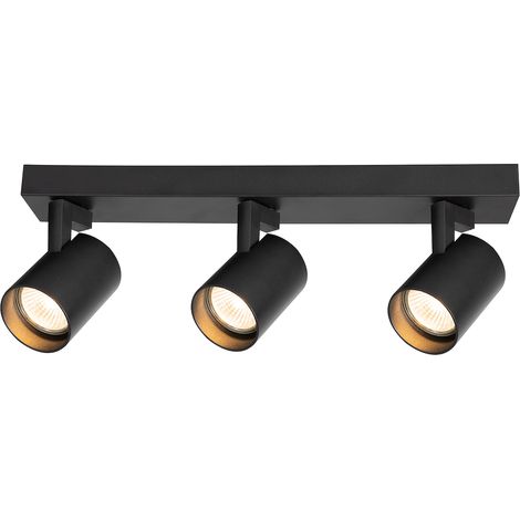 Plafonnier barre moderne noir 3 spots GU10 orientables 8W aluminium VOLF Milagro (1/5)