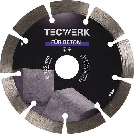 TECWERK Diamanttrennscheibe BETON D.125mm Bohr.22,23mm Seg.-B.33,8mm (1/2)