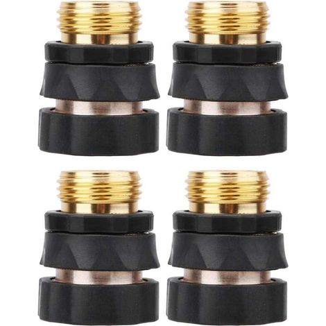 Raccord rapide pour tuyau d'arrosage - Laiton 3/4 pouce - Pour tuyaux d'arrosage, pulvérisateurs et arrosoirs - Lot de 4 (1/5)