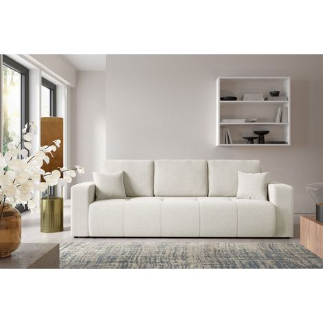 Sofa 3-Sitzer mit Schlaffunktion AUGUSTO in Stoff Wind Creme (1/5)