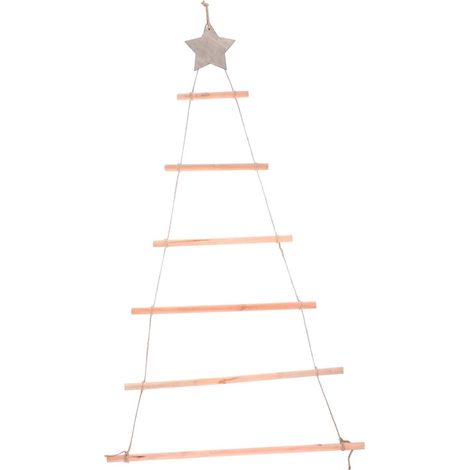 coration No l Sapin Bois Suspendu Arbre avec toile et Corde (1/5)