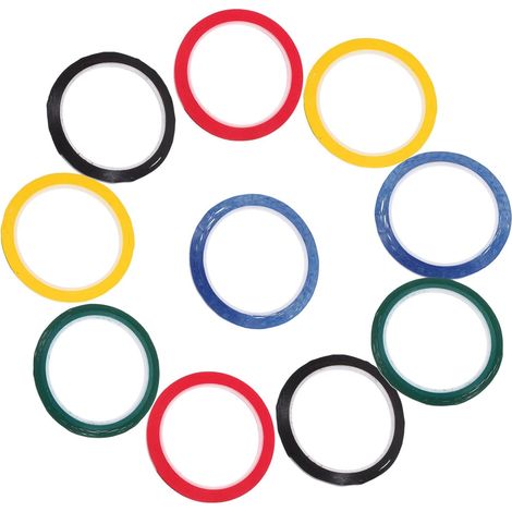 Nastro di posizionamento da scrivania senza giunture, 3 mm x 50 m, con linea di marcatura multicolore, confezione da 10 pezzi, resistente alle alte temperature, per lavagne e postazioni di lavoro. (1/5)
