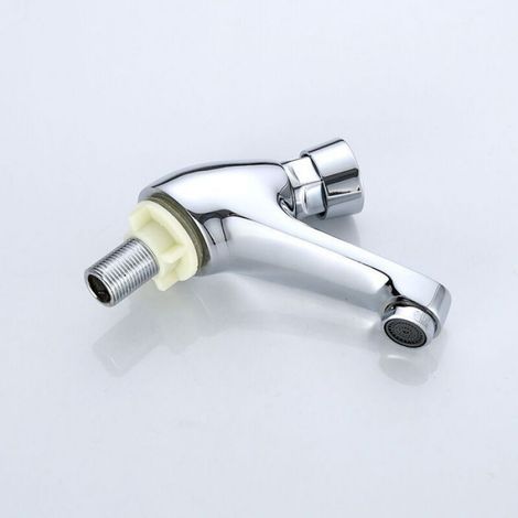 Robinet Lavabo - Fermeture Automatique 4 À 6 Secondes - Laiton Chromé - Pour Salle De Bain Cuisine Hôtel - 1 Pièce (1/4)