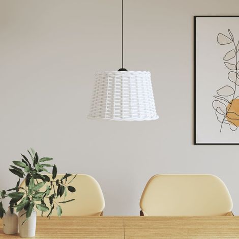 Abat-jour de plafonnier blanc Ø40x26 cm osier (1/4)