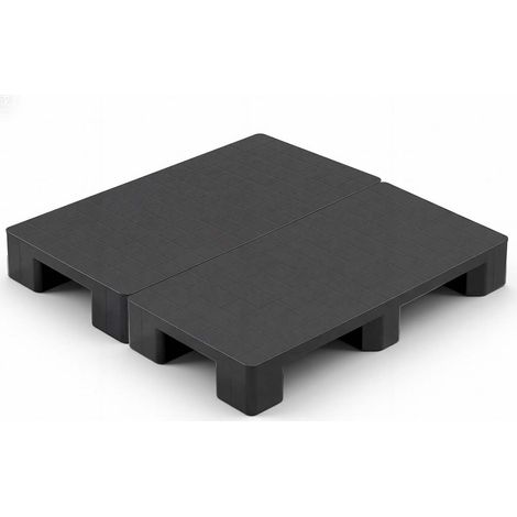 Palettes en Plastique Lot de 2, Palettes de Sol avec Pieds de Support, Résistantes à l'Humidité, Capacité de Charge jusqu'à 1000 kg, pour Sous-Sol, Supermarché et Entrepôt, 1000x500x136 mm, Noir (1/5)