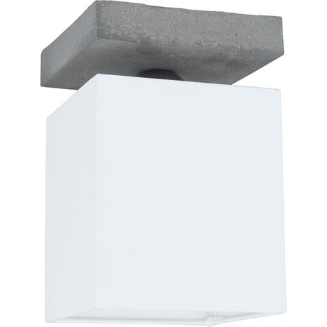 Plafonnier en Béton Gris Abat jours Blanc Cubique  1 Tête GREAT (1/2)