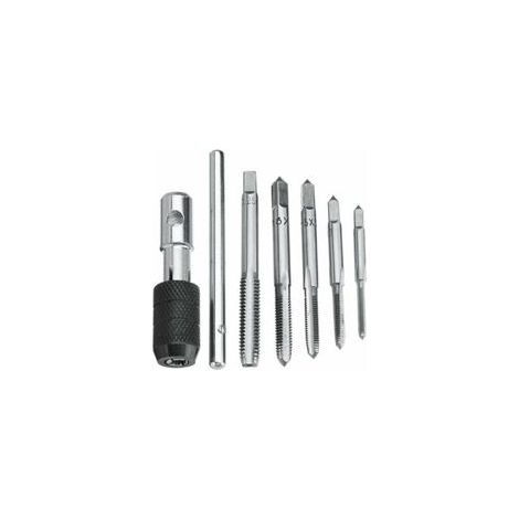 5Pcs Tarauds à Goujure Droite à Main Métrique Assortiment M3 M4 M5 M6 M8 avec 1Pc Clé Réglable, Ensemble de Taraudage à Filetage en Acier avec Tourne-à-gauche en T pour Filet Rapporté